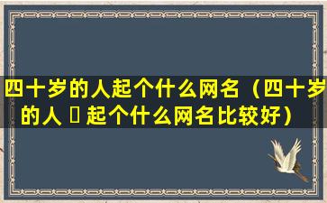 四十岁的人起个什么网名（四十岁的人 ☘ 起个什么网名比较好）